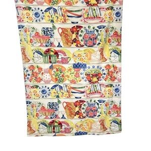 Susan Sargent Mid Century Dish Cupboard Curtain Lined Panels Tab Top  34” By 55”